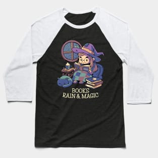 Books Rain & Magic // Spooky Halloween Fall Witch Baseball T-Shirt